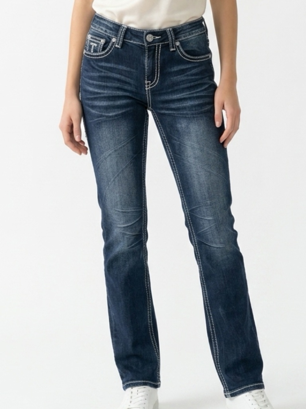 Cowgirl Tuff • 'High Standard' Bootcut Jeans Dark Wash Stretch Western W33 L29